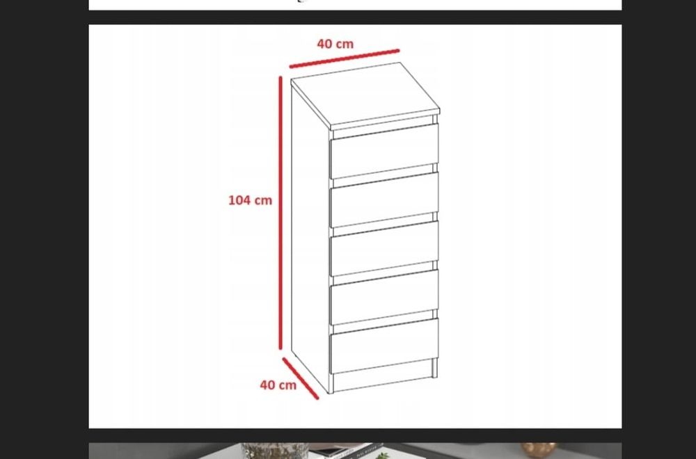 Biała komoda 5 szuflad