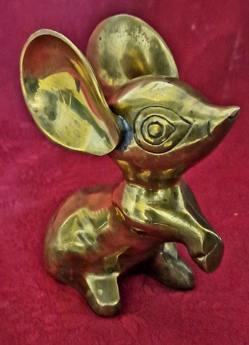Mosiądz,  ładna,  stara , mosiężna Mysz  12cm