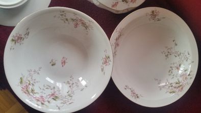 Explendido jogo porcelana limoges pintado a mano tons floriais rosas