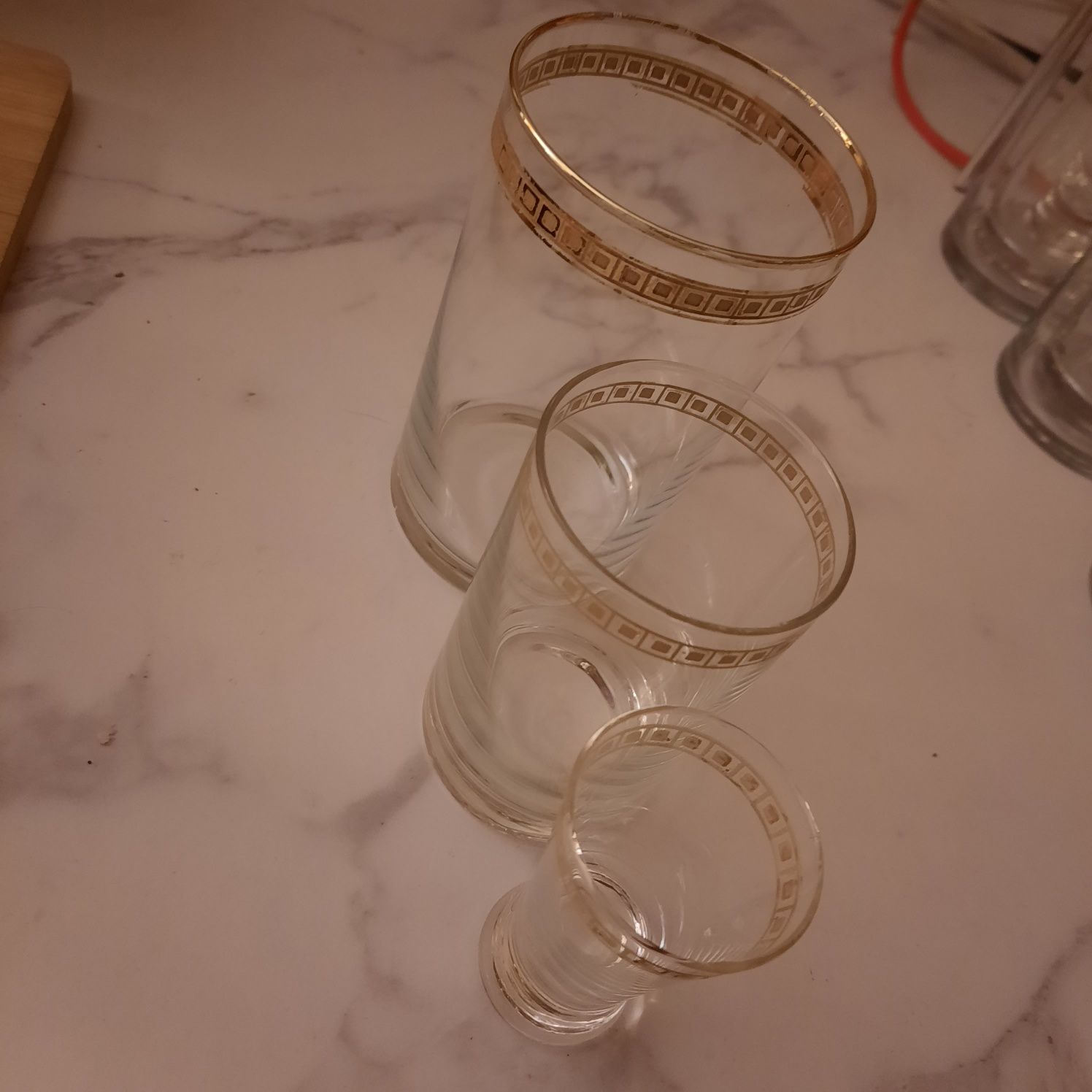 Komplet 6 kieliszków do wódki, 6 szklanek literatek i 6 szklanek
