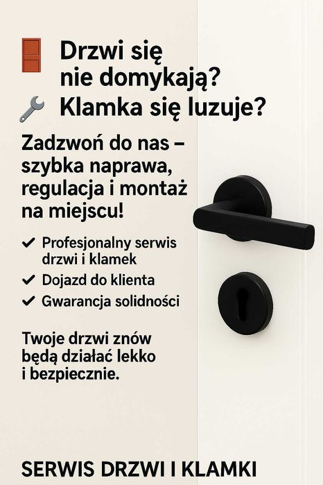 Serwis drzwi i klamek / wymiana zawiasów, zamków