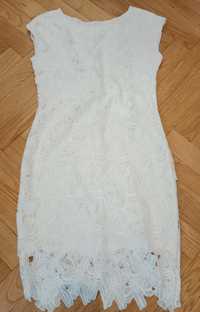 Koronkowa haftowana biała sukienka Reserved 38 M