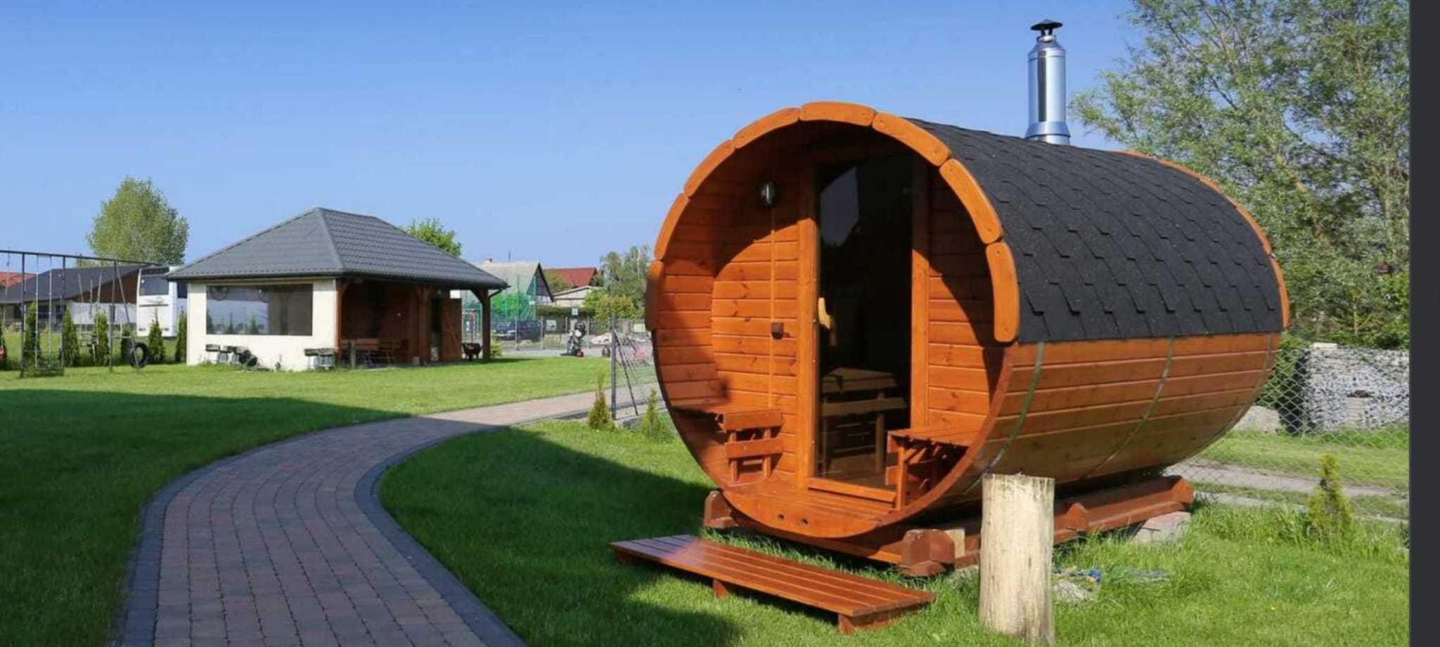 Sauna Beczka Ogrodowa Bania Ruska z Piecem Harvia Wyposażona 300cm