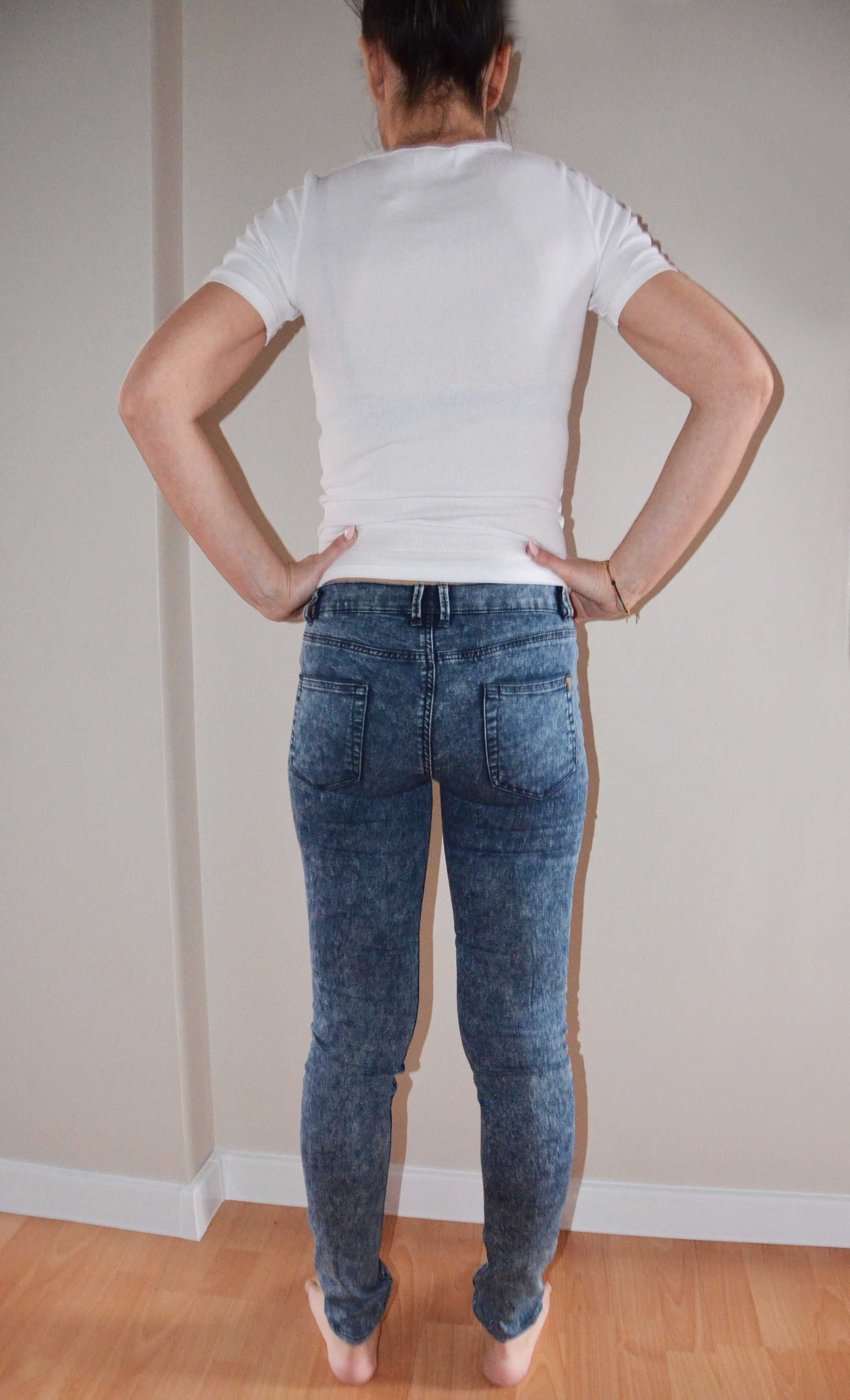 Jeansy Zara Trafaluc Jegging marmurkowe roz 34