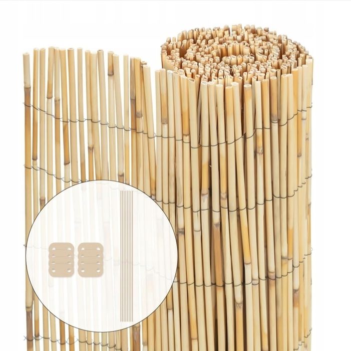 VOUNOT Naturalny płot trzcinowy 100x300cm osłona balkonowa