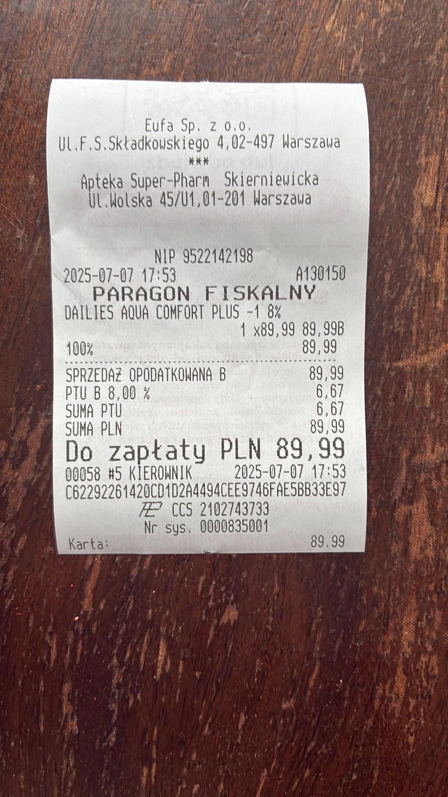 Soczewki Dailies AquaComfort Plus -1,25