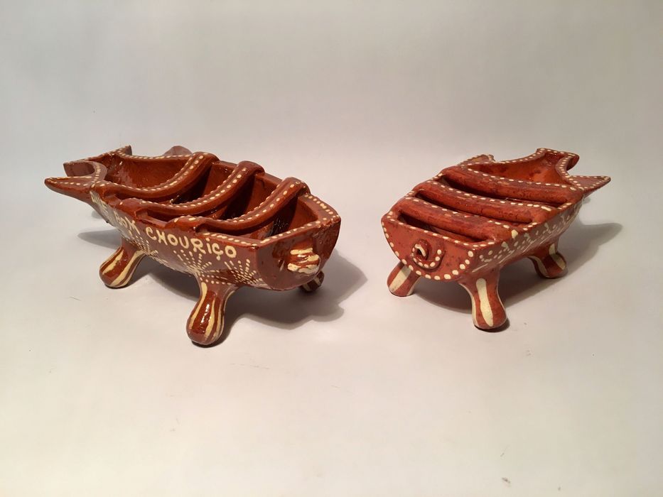 2 ASSADORES de CHOURIÇO - antigos - 24 e 19 cm/s
