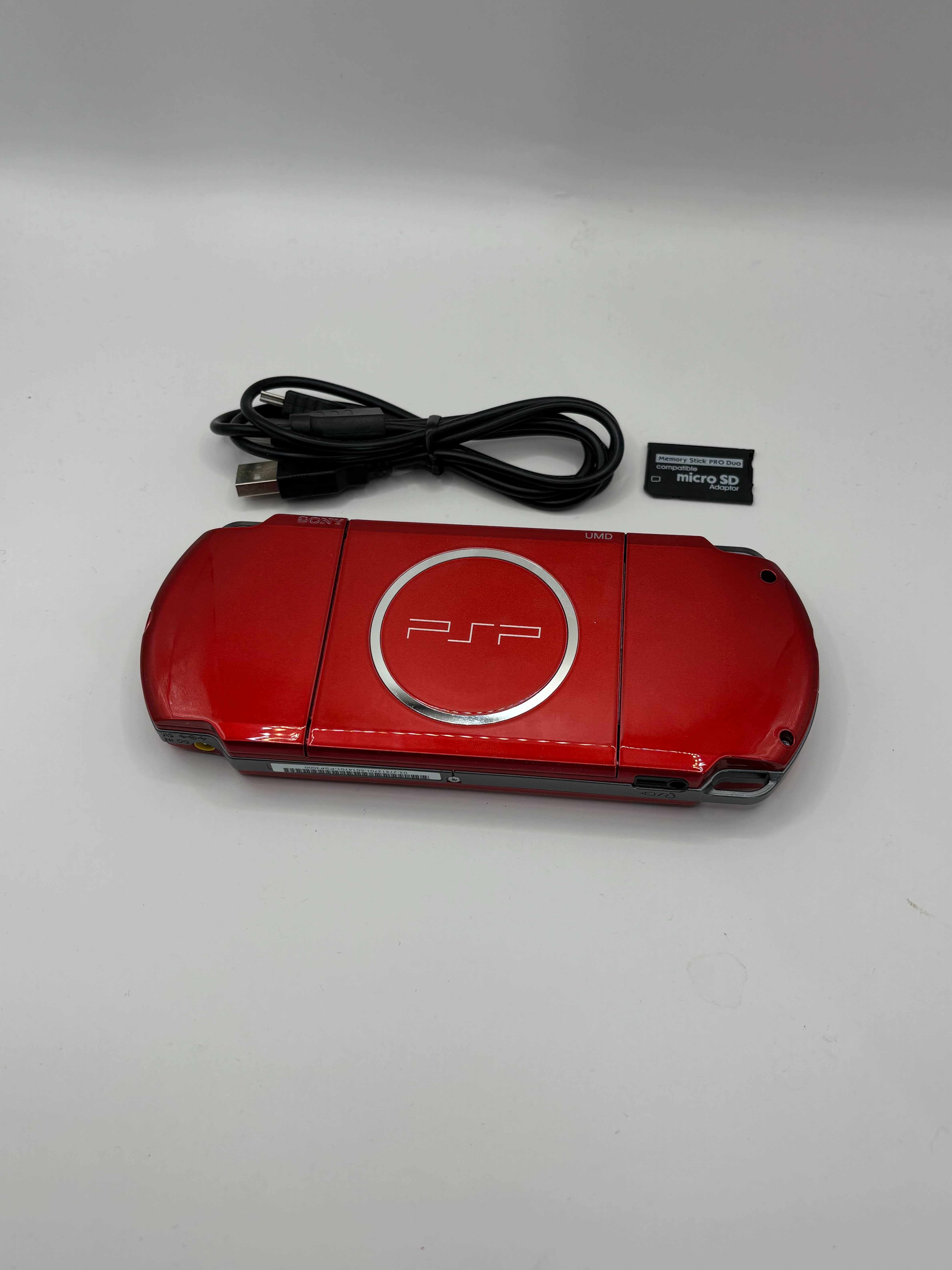 czerwona konsola PSP 3000 slim pudełko + adapter + kabel stan IDEALNY