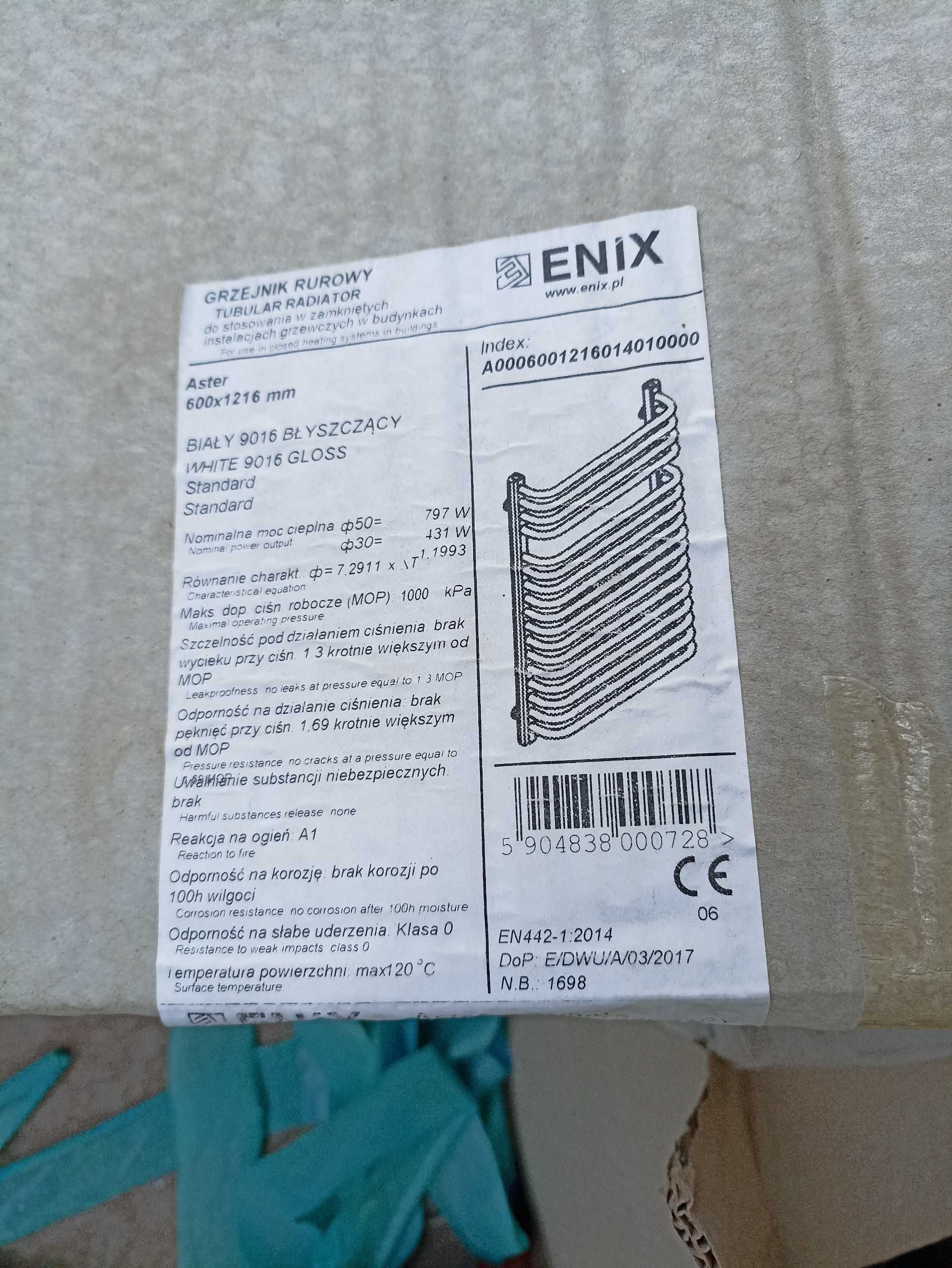 Grzejniki łazienkowe drabinkowe Enix Aster białe NOWE