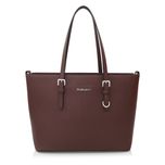 FLORA&CO torebka damska klasyczna sztywna z paskiem V048 brązowa