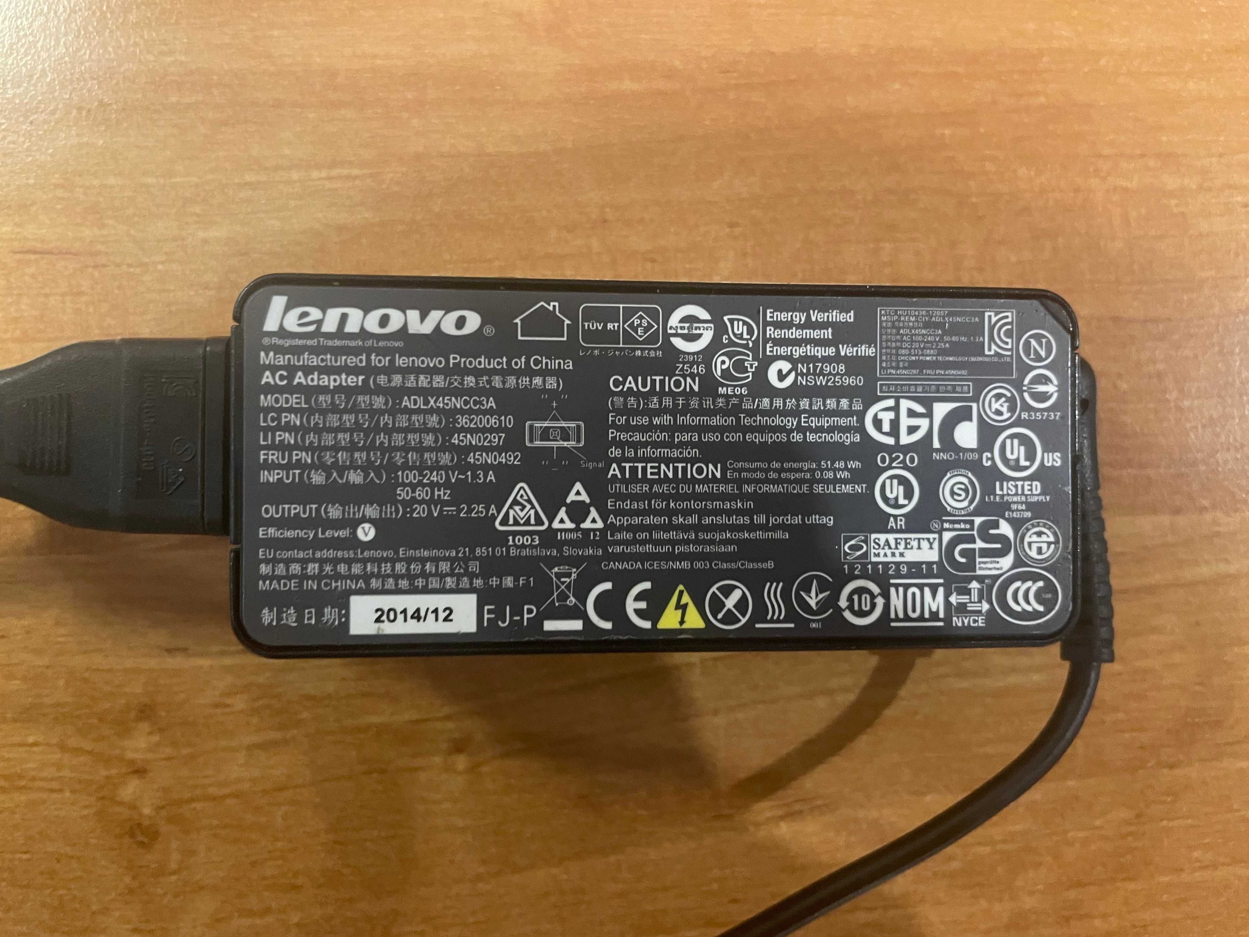 Ładowarka LENOVO ADLX 45NCC3A zasilacz laptop komputer notebook 20V