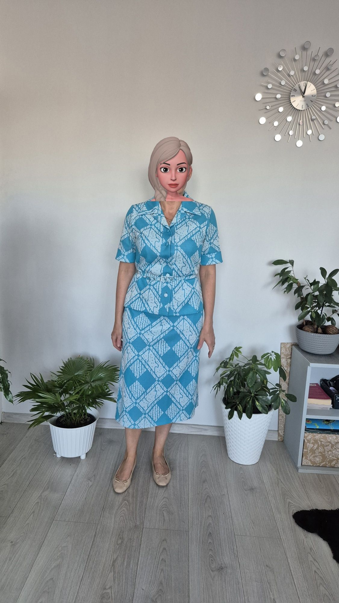 Marynarka+spódnica vintage PRL rozm M