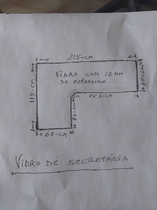 Secretária com Tampo em vidro