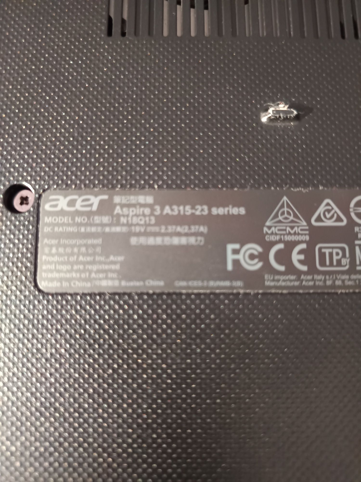 Laptop Acer aspire 3  A315-23 , 12 GB Ram ,dysk SSD 300 Gb