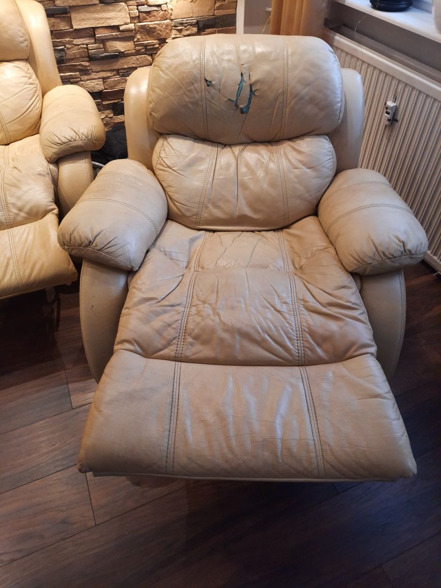 Komplet skóra cielęca kanapa I fotele