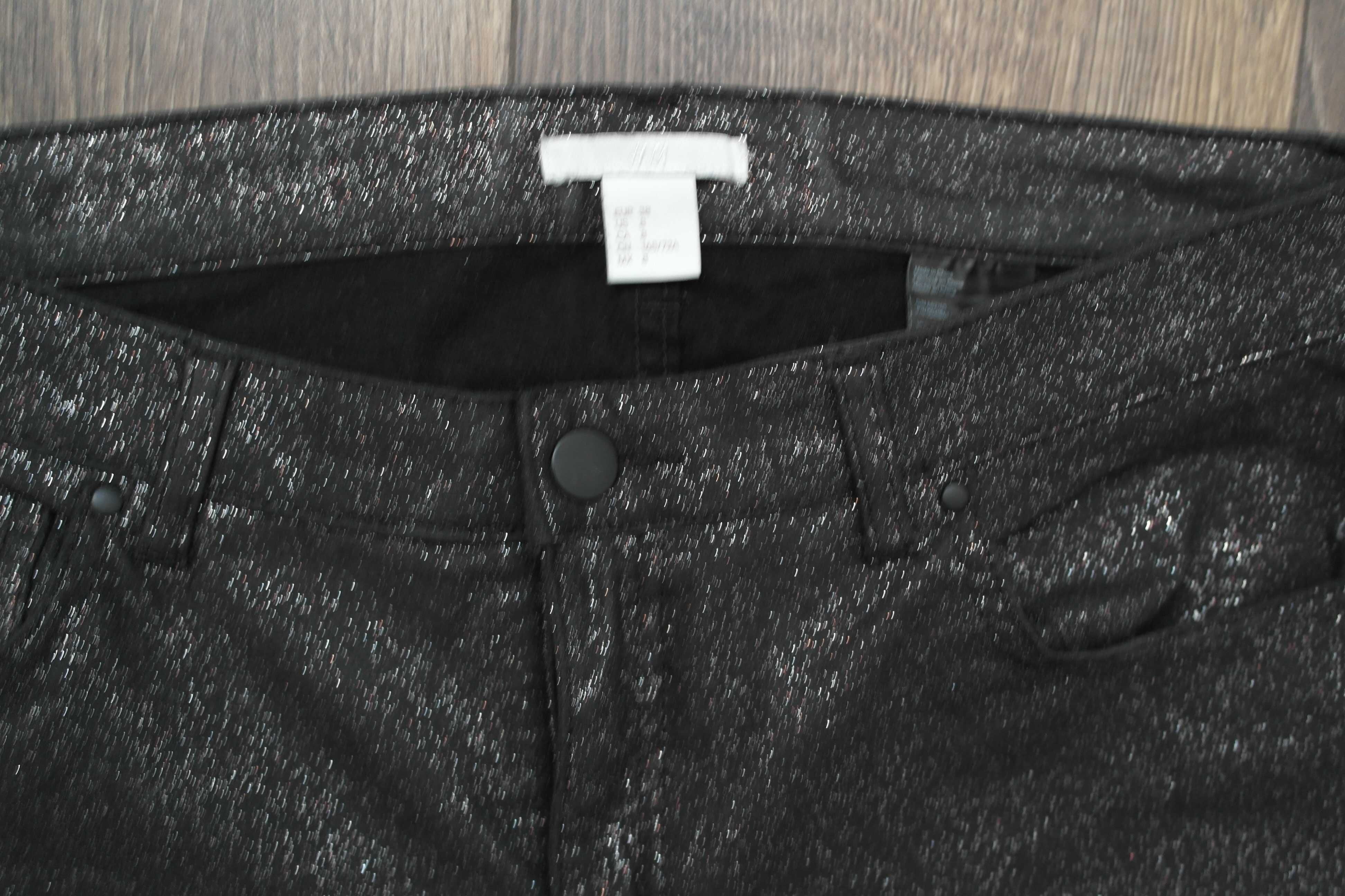 Spodnie czarne srebrna nitka H&M 38