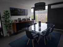 Mesa de vidro com pé lacado 6 cadeiras