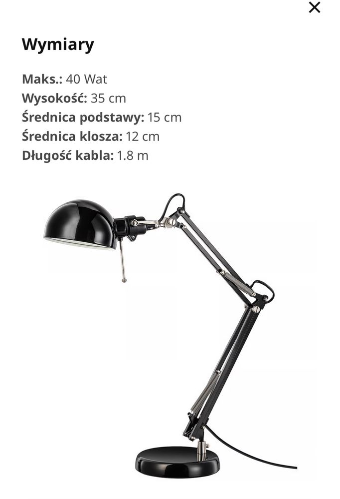 Lampka biurkowa ikea brązowa