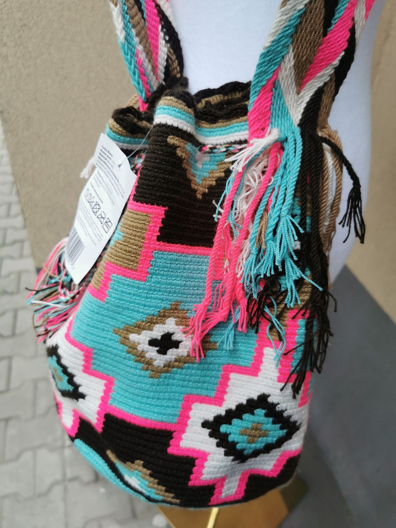 Worek torebka Wayuu z Kolumbii pleciona ręcznie boho nowa