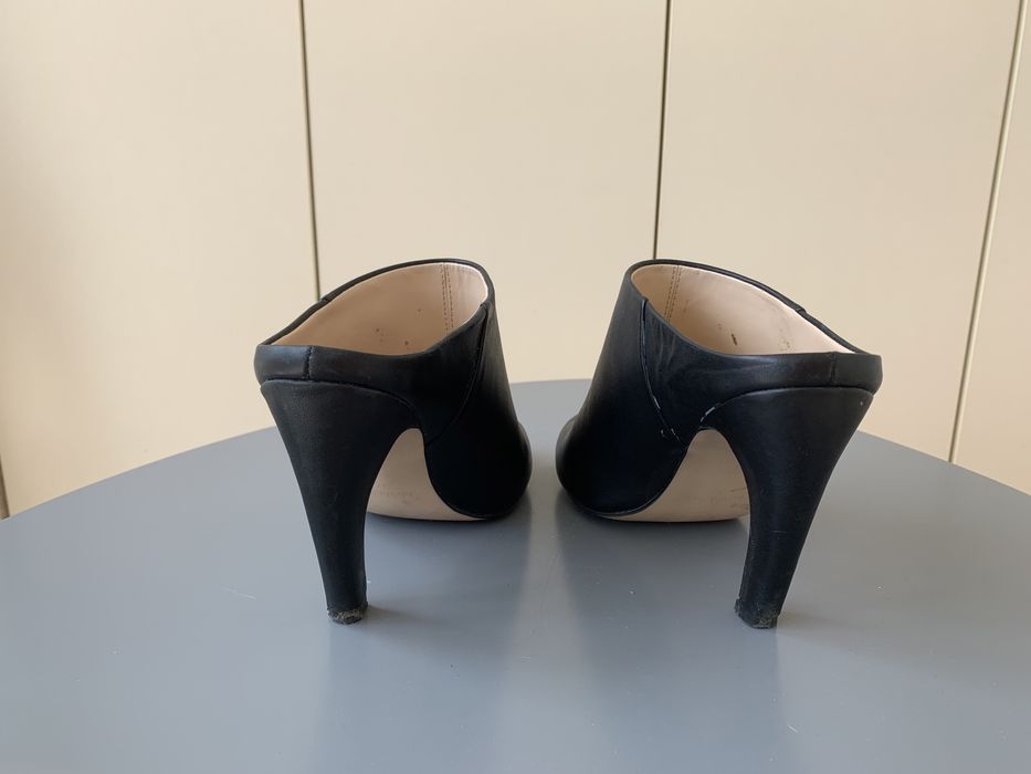 Черные кожаные мюли Mango, туфли на каблуке без задника