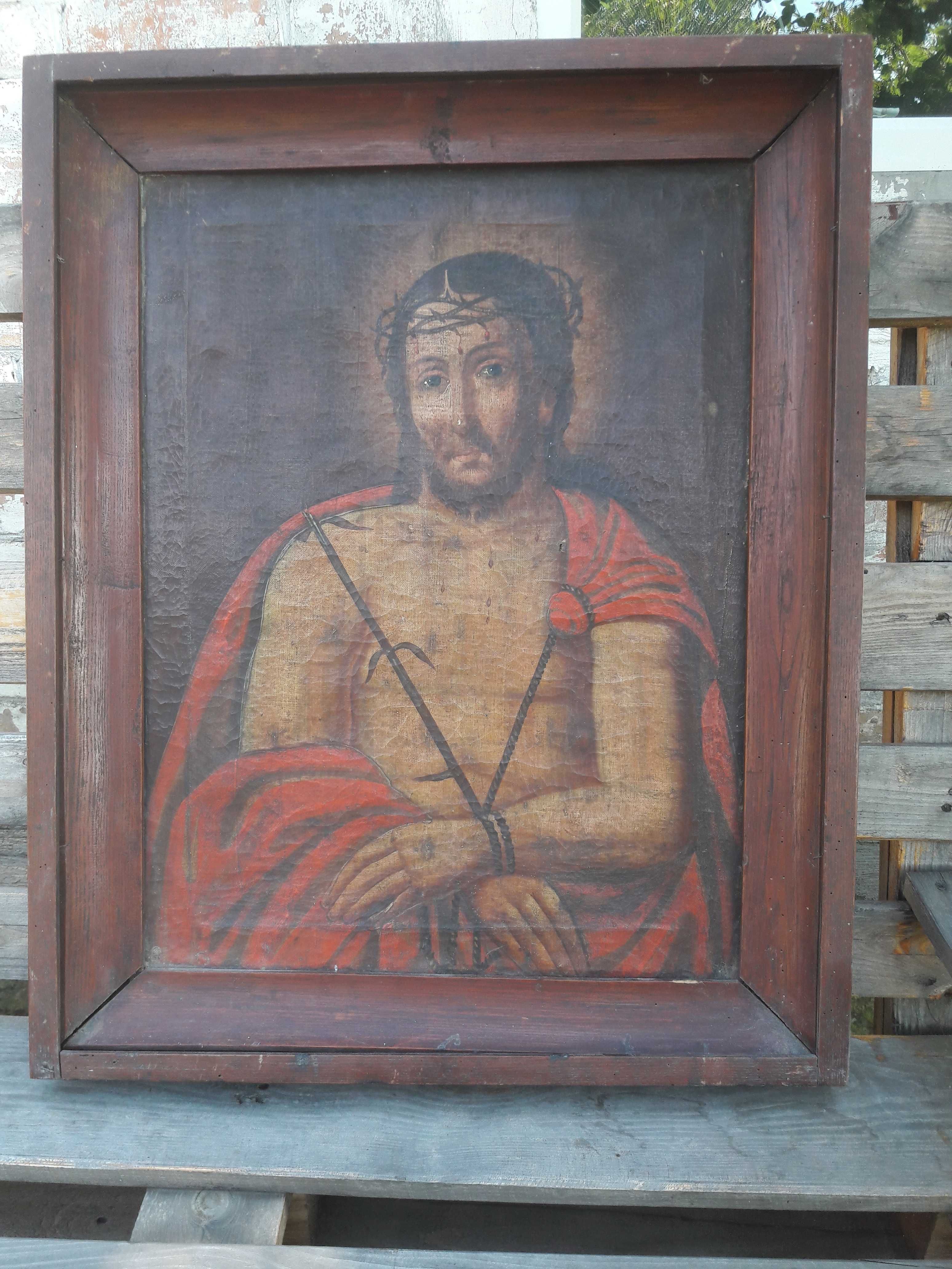 Икона старинная большая Иисус