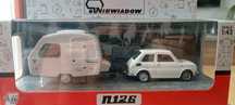 Zestaw modeli Niewiadów Fiat 126p i przyczepa n126