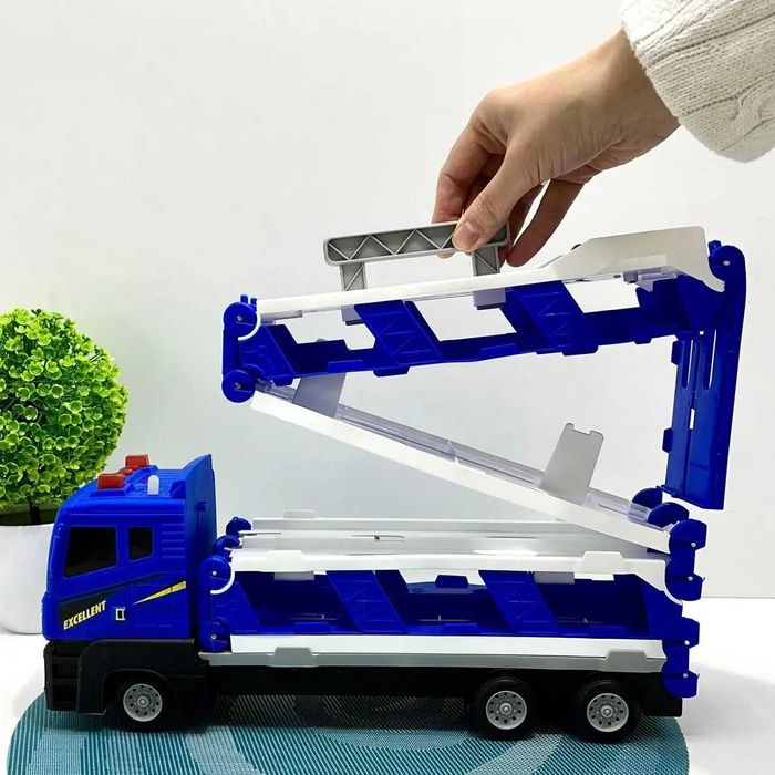 Автовоз інерційний з машинками світло та звук Синій (D663-T204B)