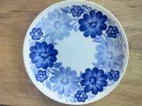 Talerz ceramiczny fajans Koło ręcznie malowany niebieski