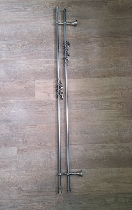 Podwójny karnisz srebrny 160 cm