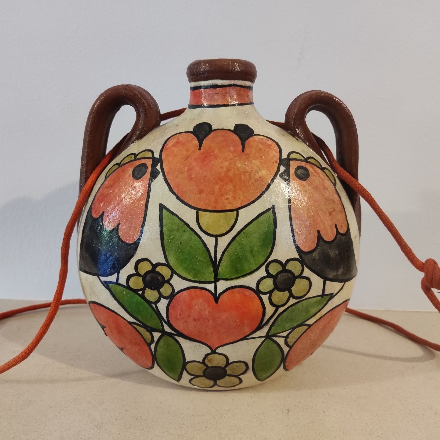 "Carmo Saude" Garrafa cerâmica antiga com motivos - vintage