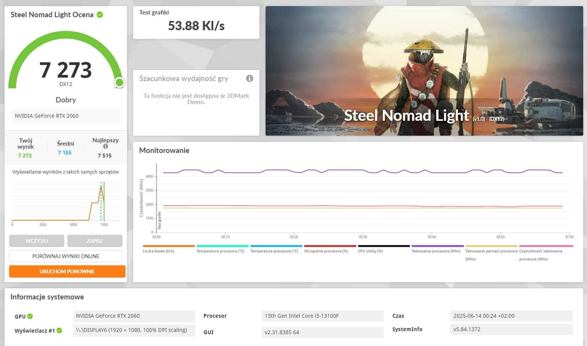 INTEL 13th B660, RTX 2060 nVidia, cpu 13100f, 32 GB, NVMe 512 GB, 700W