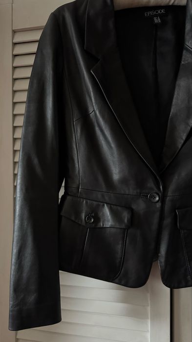 Элегантный кожаный женский пиджак куртка КОЖА