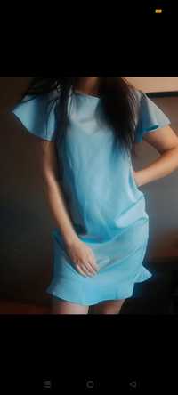 Sukienka błękitna z falbankami r.L Shein