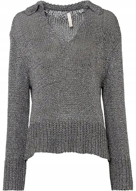 B.P.C sweter ze srebrną nitką i kołnierzykiem r.44/46