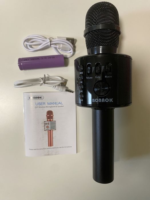 Mikrofon bezprzewodowy BONAOK Q37 – nowy, komplet, zestaw karaoke