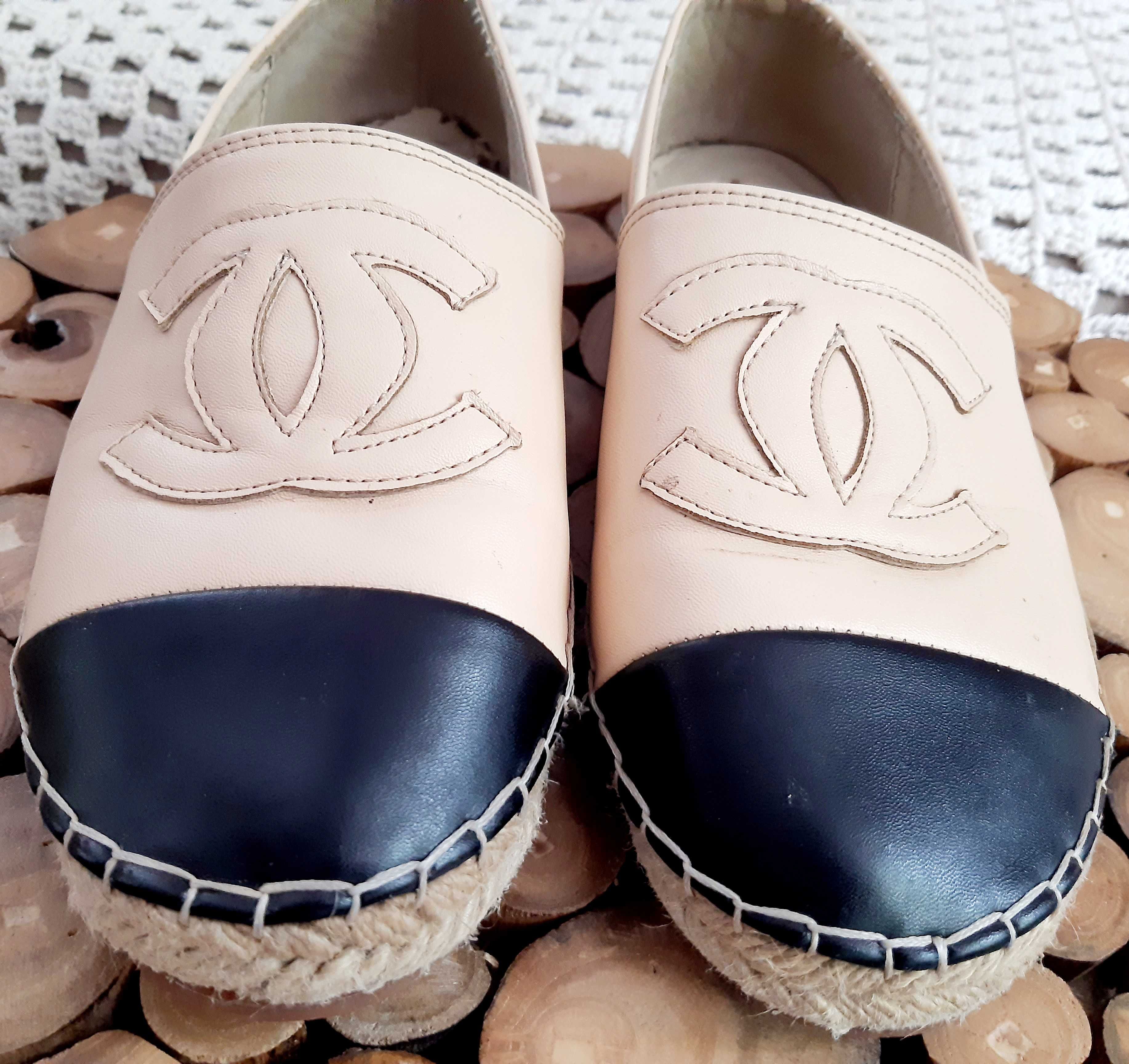 CHANEL skórzane espadryle oryginalne