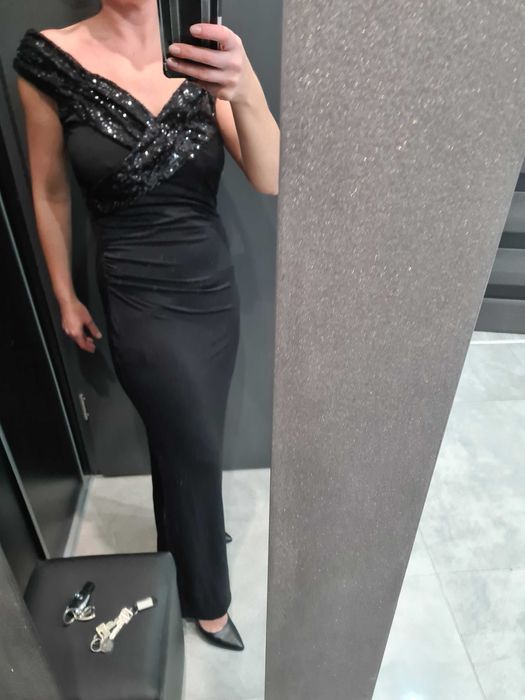 Elegancka wieczorowa, długa sukienka - wizytowa, sylwestra, wesele, M