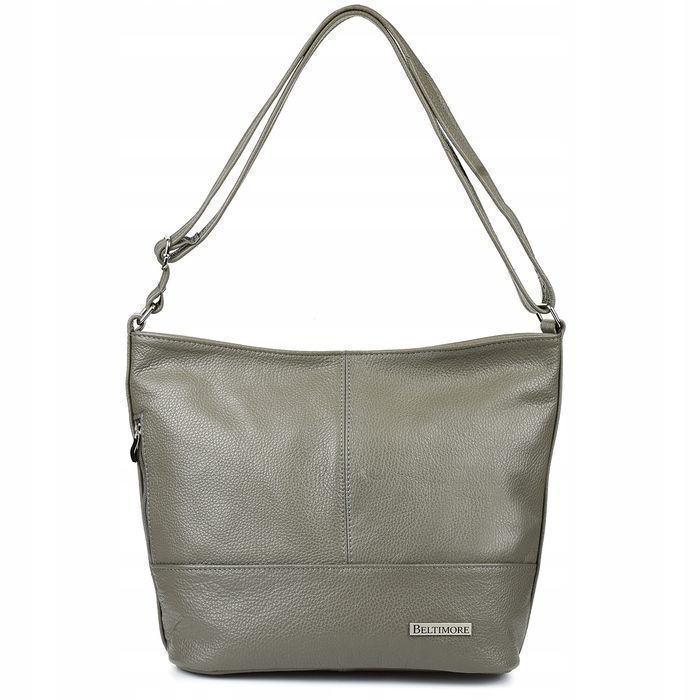 Dwukomorowa duża SKÓRZANA nubuk Torba polska do pracy codzienna damska