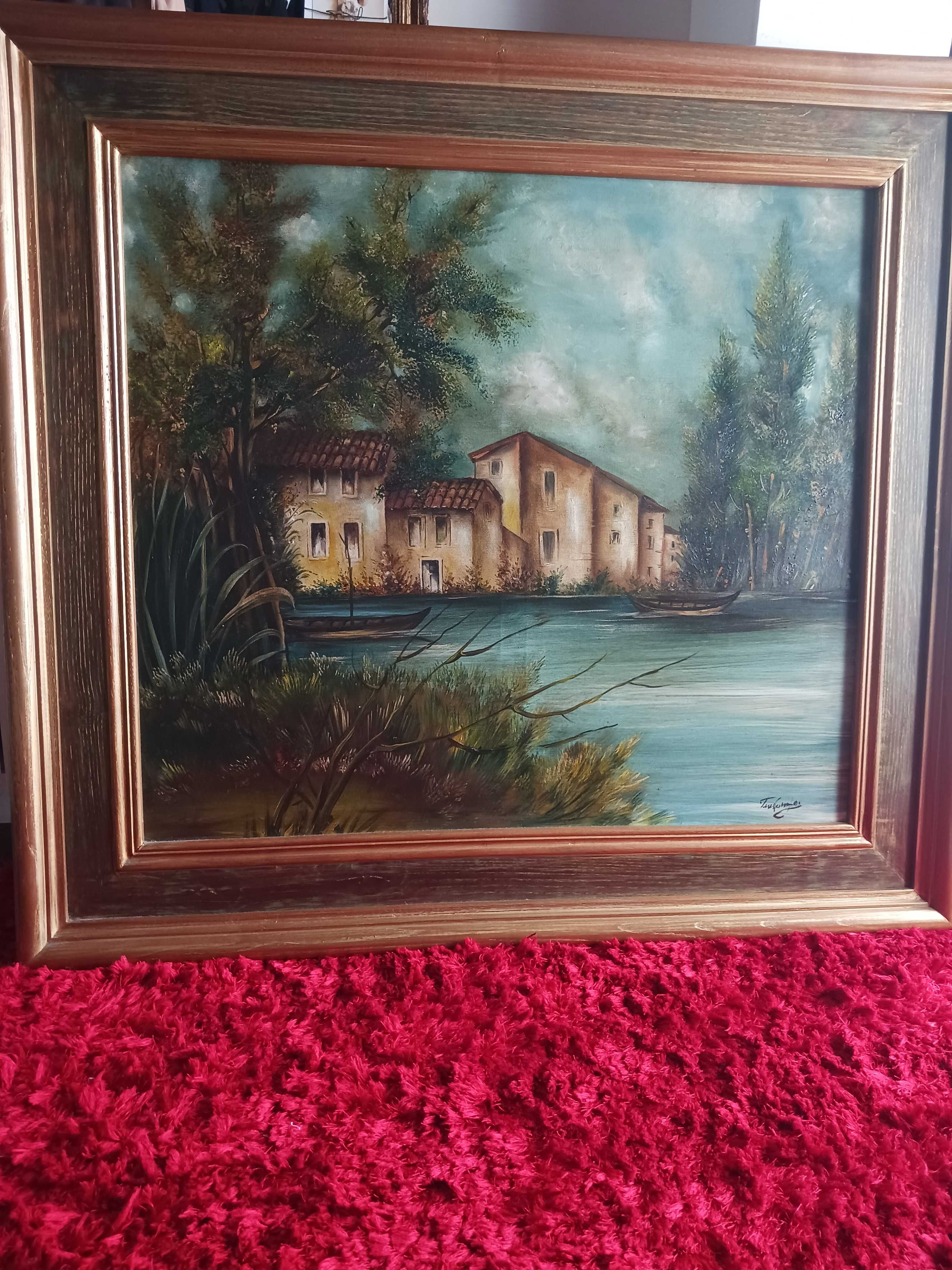 Pintura óleo com moldura