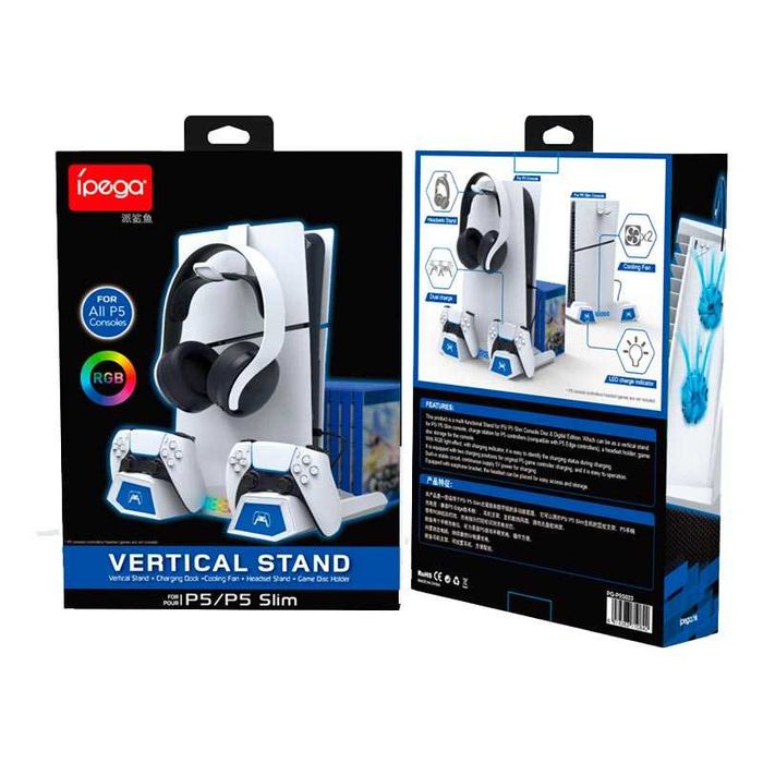 Док станция iPega PG-P5S023 для PS5 и PS5 Slim 2 кулера RGB подсветка