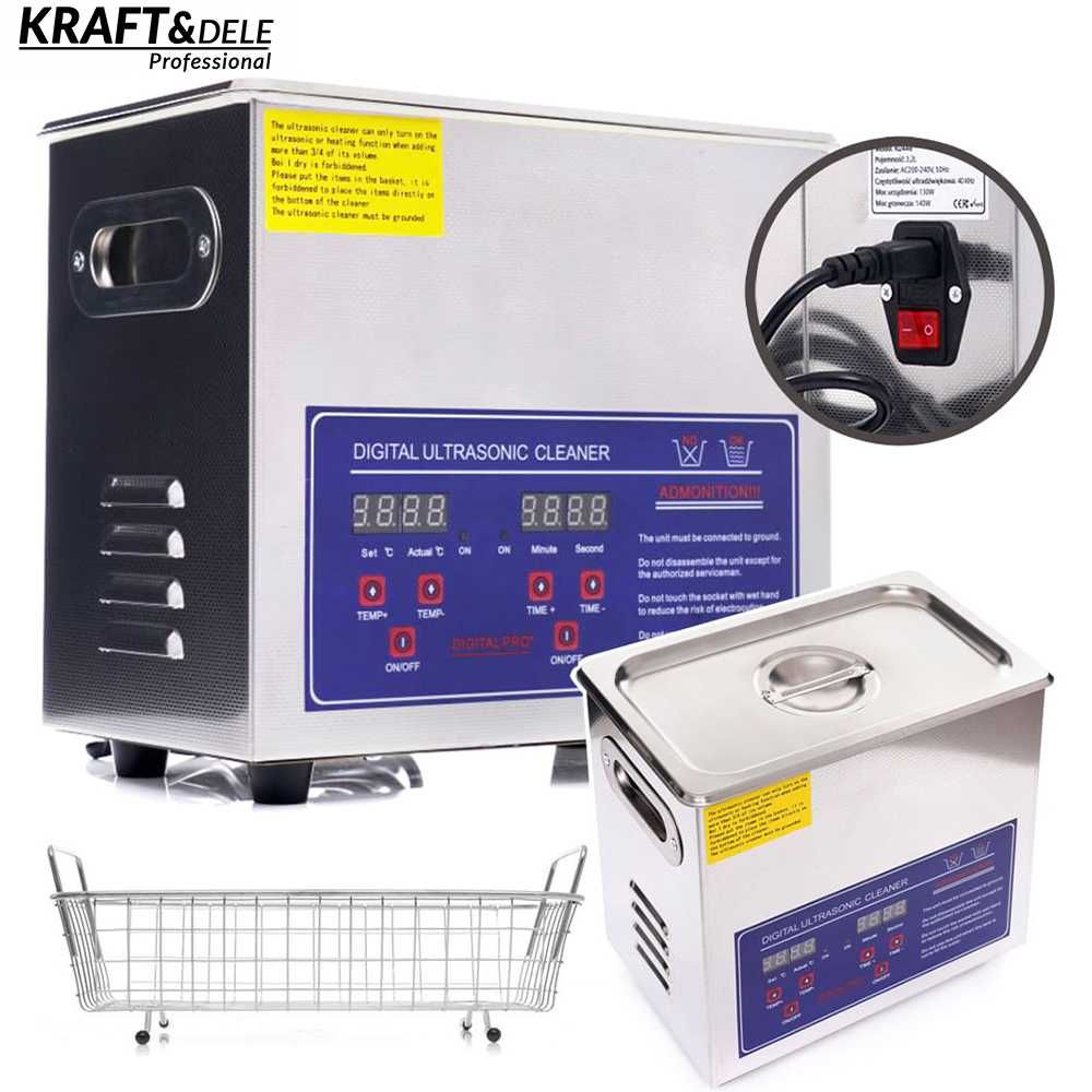 KRAFT&DELE Myjka Ultradźwiękowa Soniczna Sterylizator 6,5l 220w KD449
