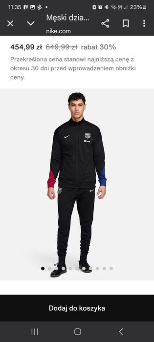 Dres Nike S Barcelona, spodnie i bluza, oryginalne