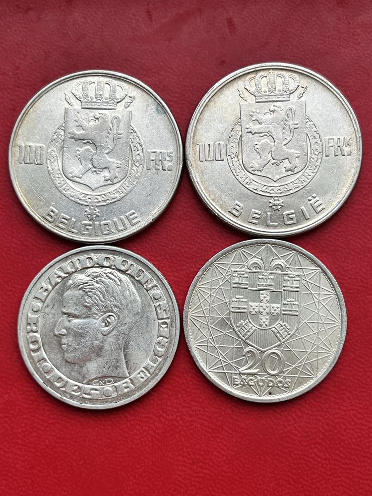 Срібні монети Португалії і Бельгіі