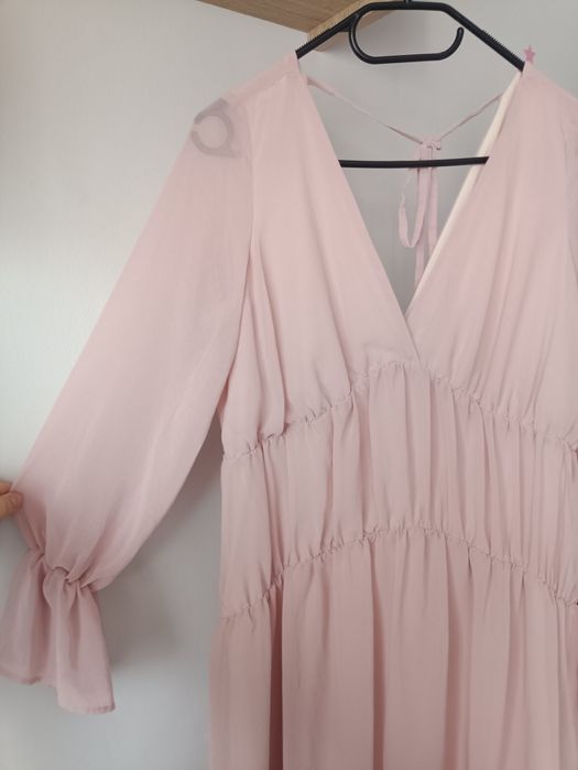 Reserved rozmiar 36/38 S/M pudrowa luźna sukienka na lato