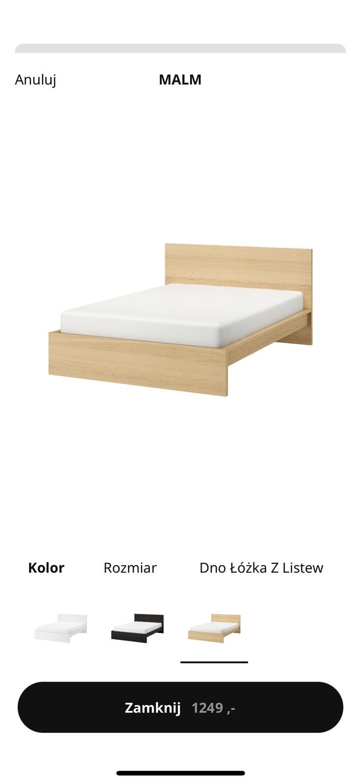 Rama łóżka Malm Ikea