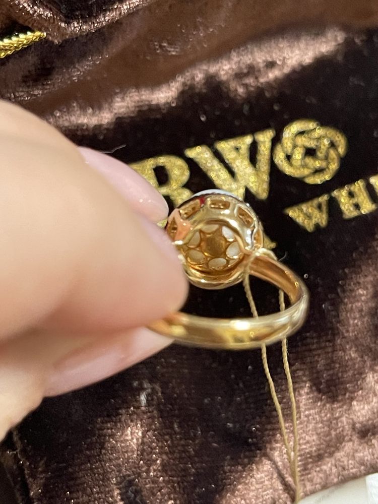 Золотое кольцо с жемчугом, 17 размер Распродажа!!!