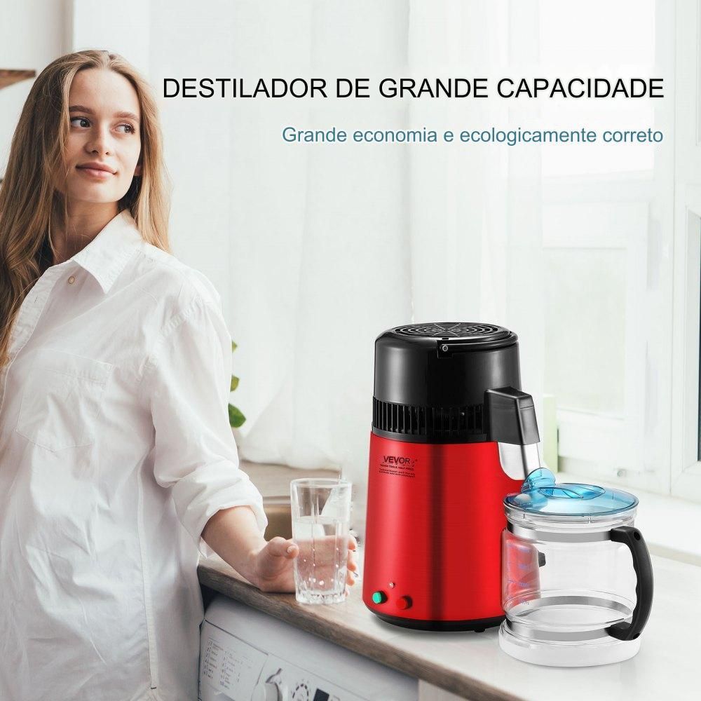 Destilador de Água (4L, Vermelho)