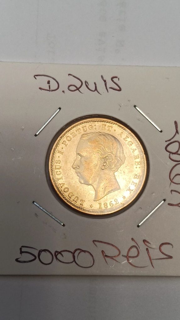 Moedas de 5000 réis ouro D.Luís.  1862e 1889