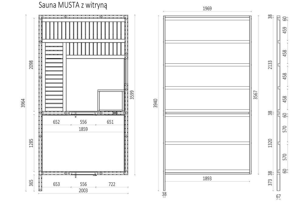 Sauna zewnętrzna fińska Musta Megiw 2x4 m LED+Prezent