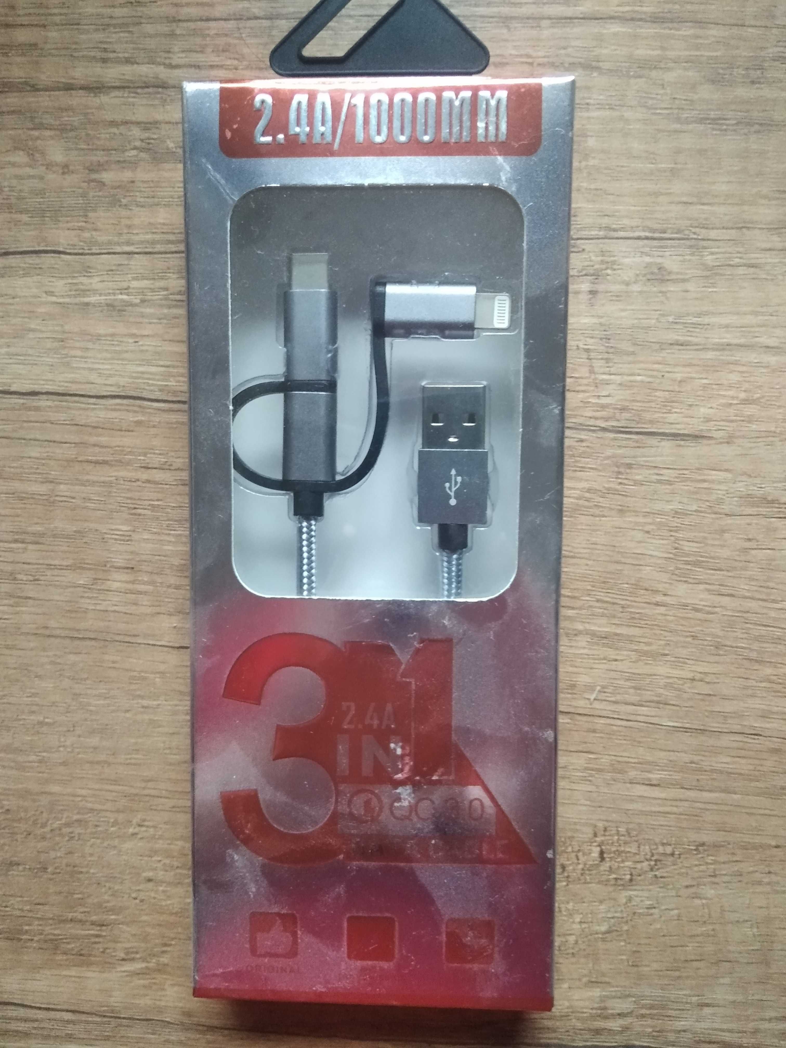 3 IN 1  DATA CABLE 2.4 A 1 metr USB